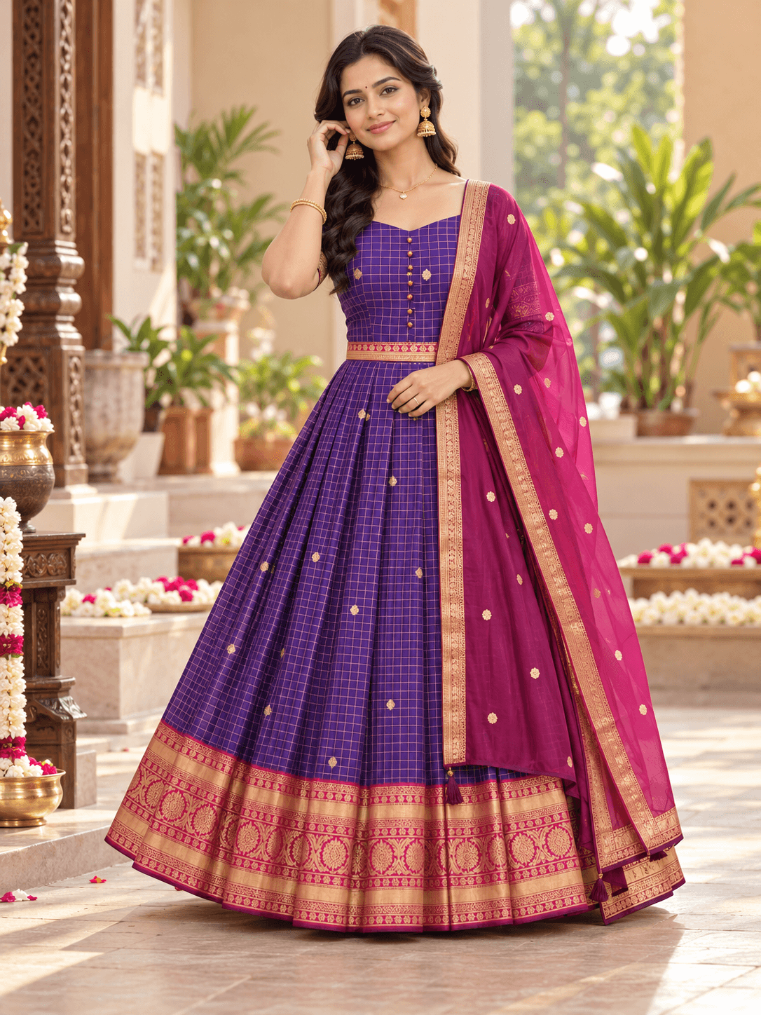 Purple & Magenta Traditional Anarkali Suit