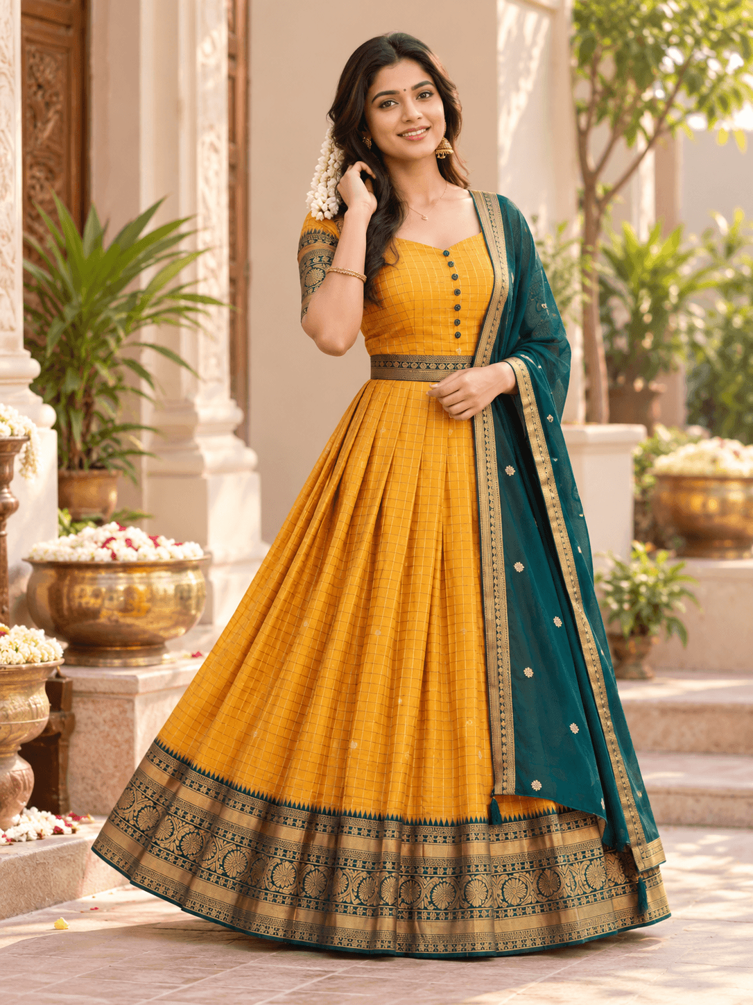 Mustard Yellow Traditional Ethnic Anarkali