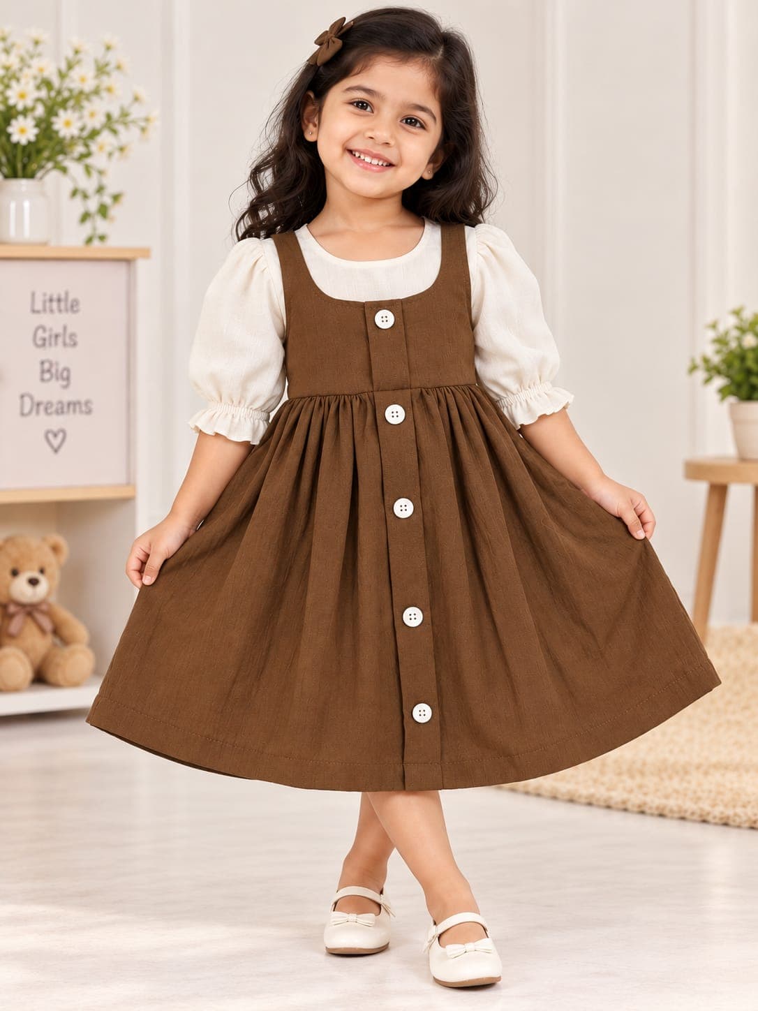 Brown Pinafore Frock