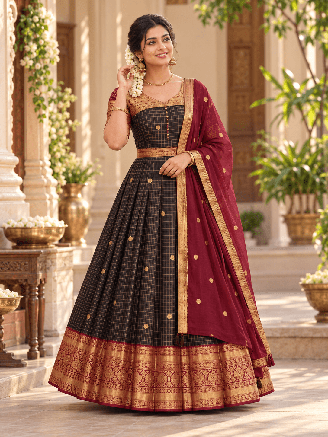 Black & Maroon Heritage Festive Wear