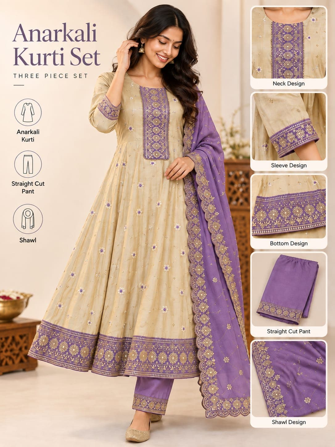 3 Piece Kurti Set