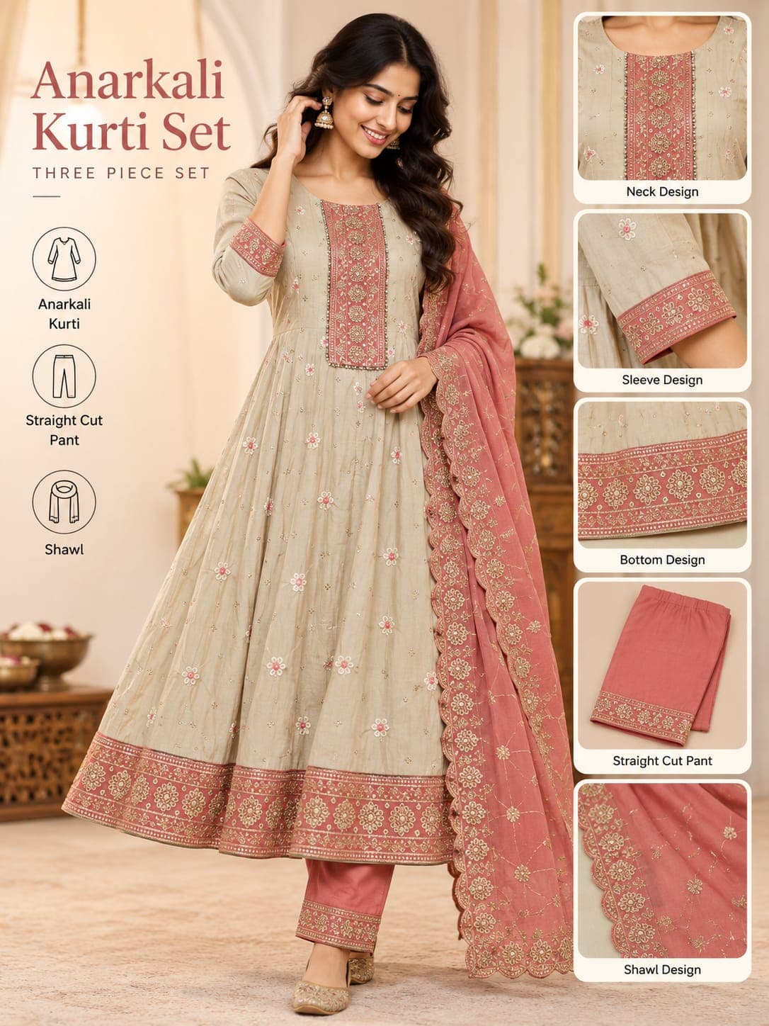 3 Piece Kurti Set