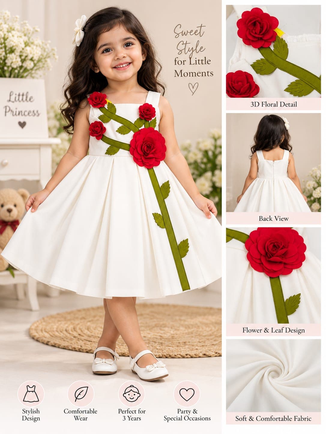 White Frock - Red Rose
