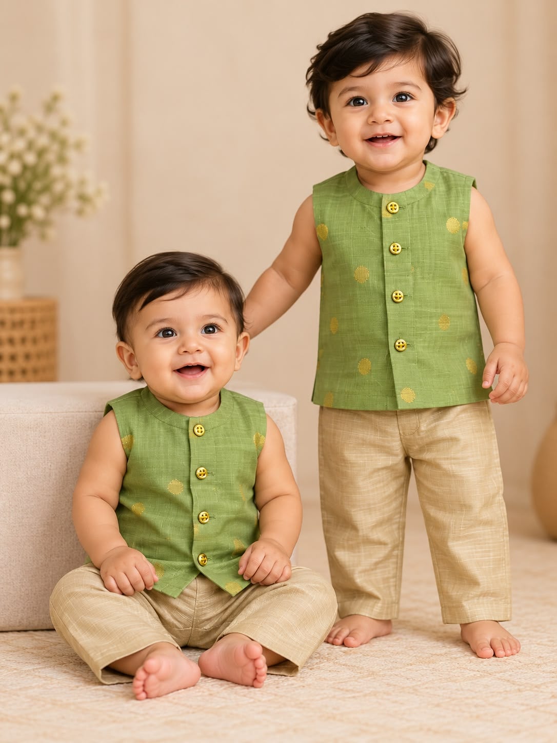 Olive Green Tranditional Ethnic Set
