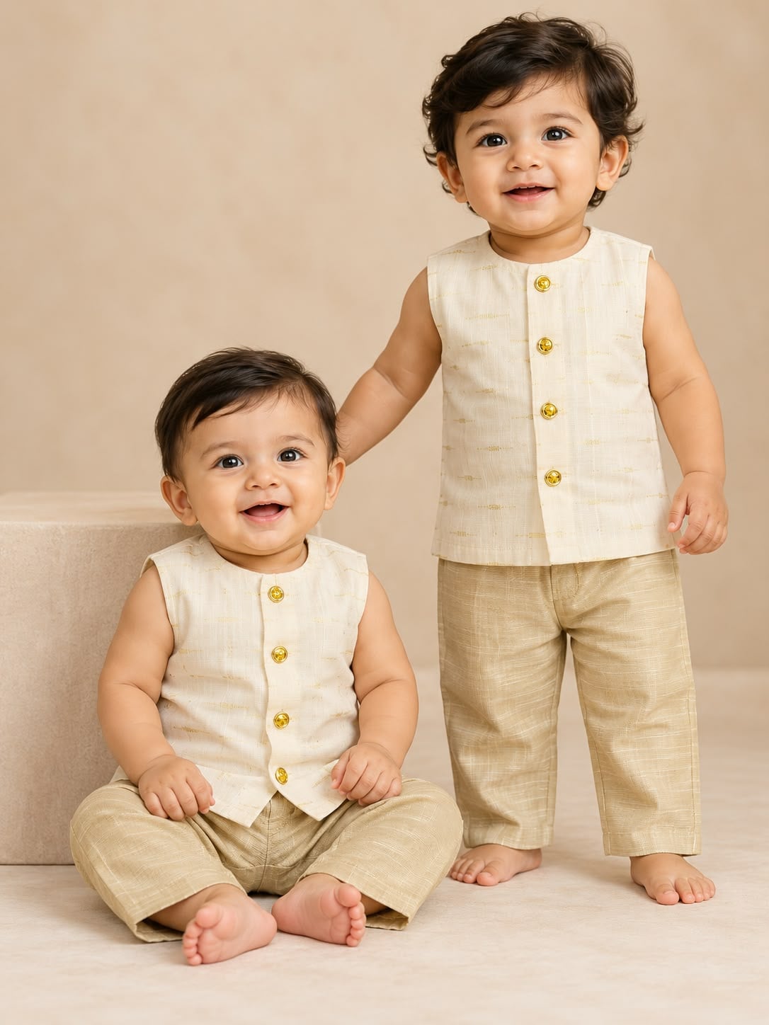Cream Gold Traditional Ethnic Set