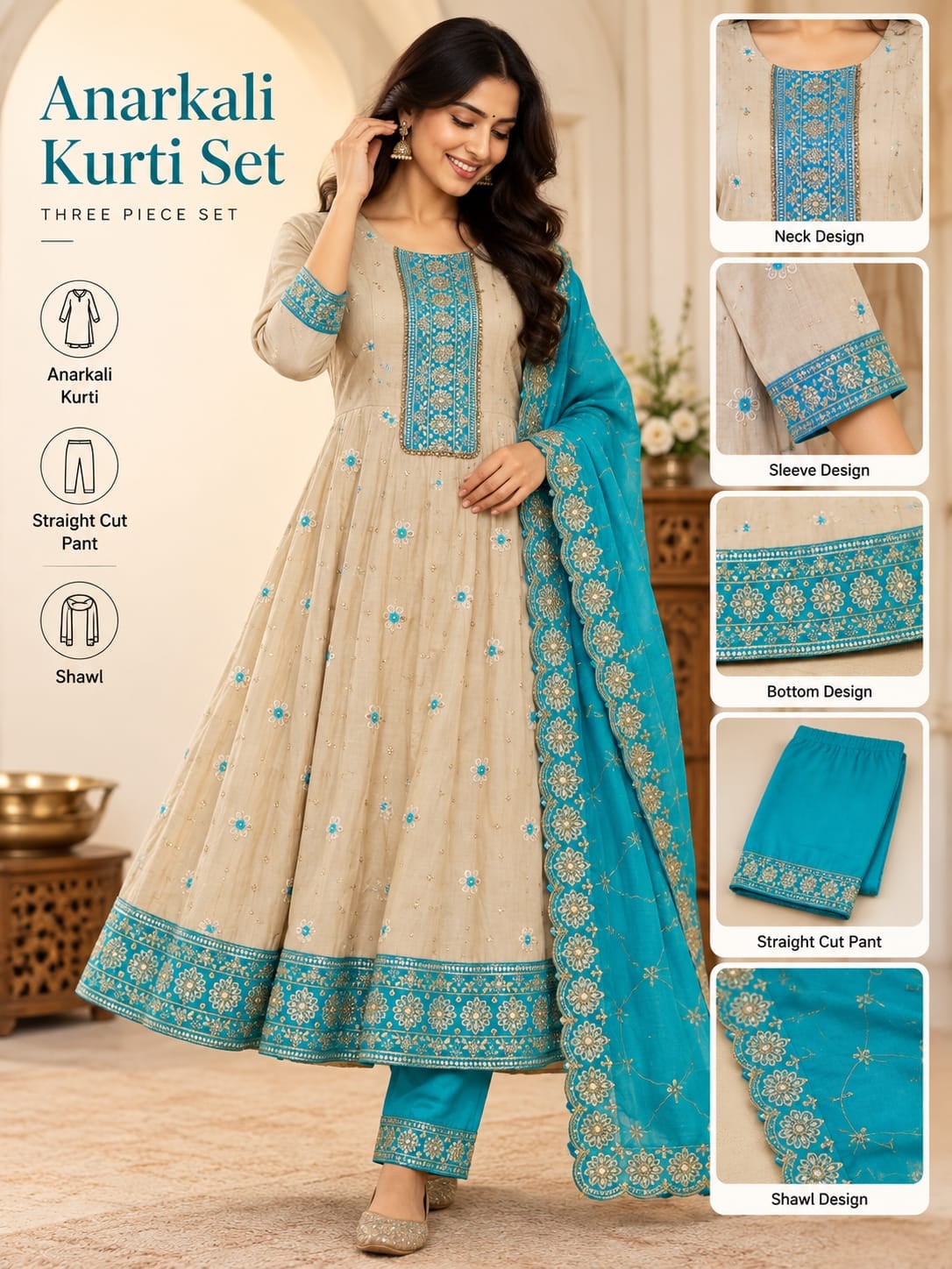 3 Piece Kurti Set