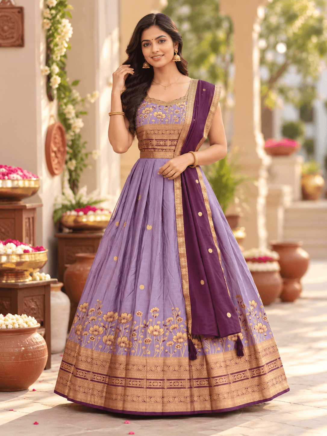 Lavender & Wine Purple Ethnic Gown