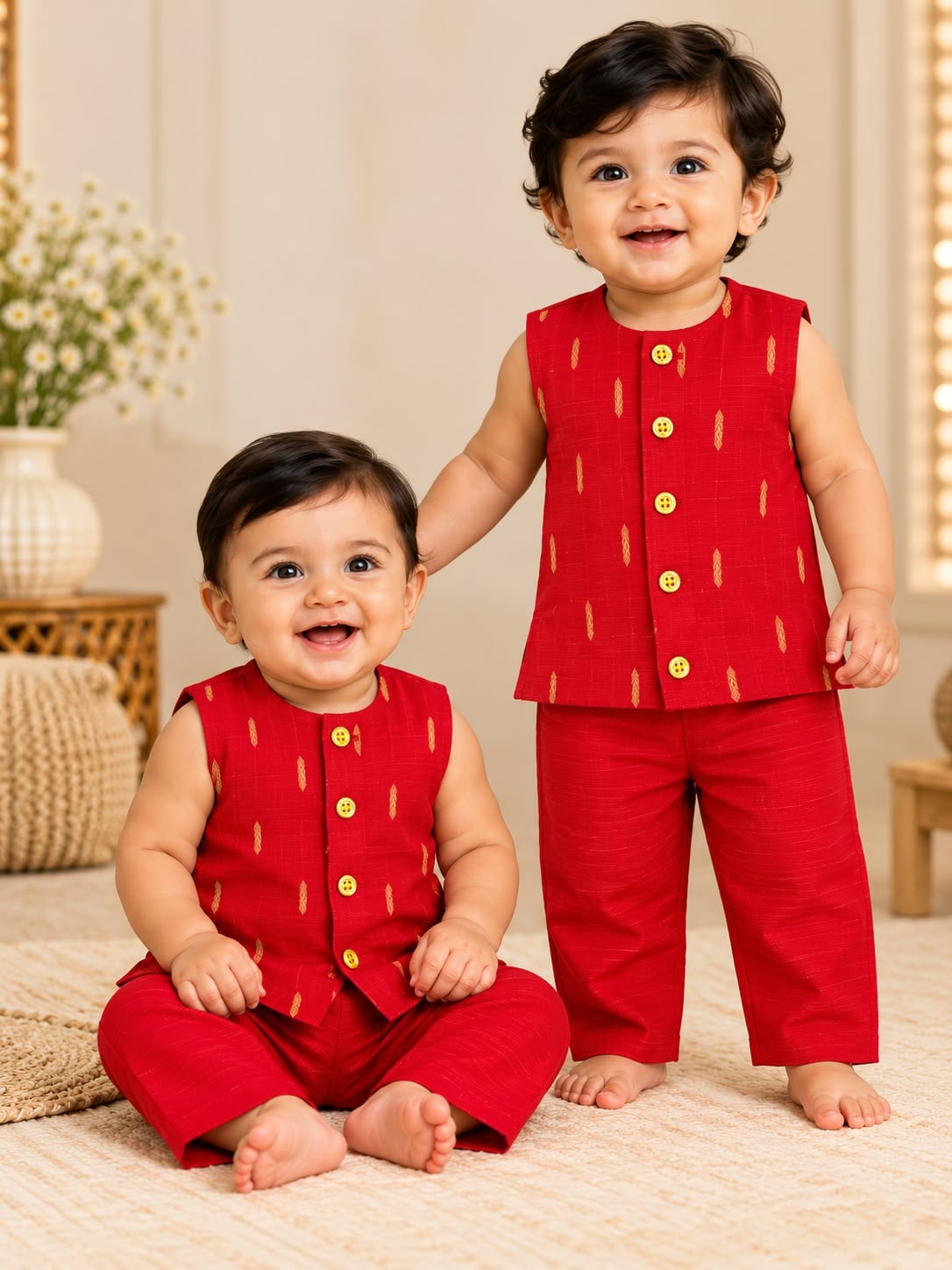 Cherry Red Traditional Ethnic Set