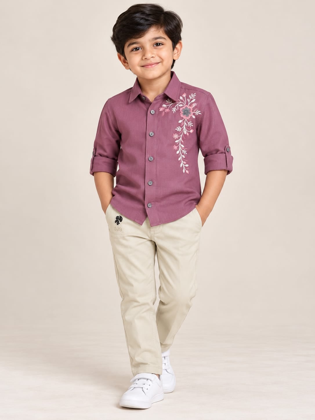Mauve Bloom Boys Party Wear Set