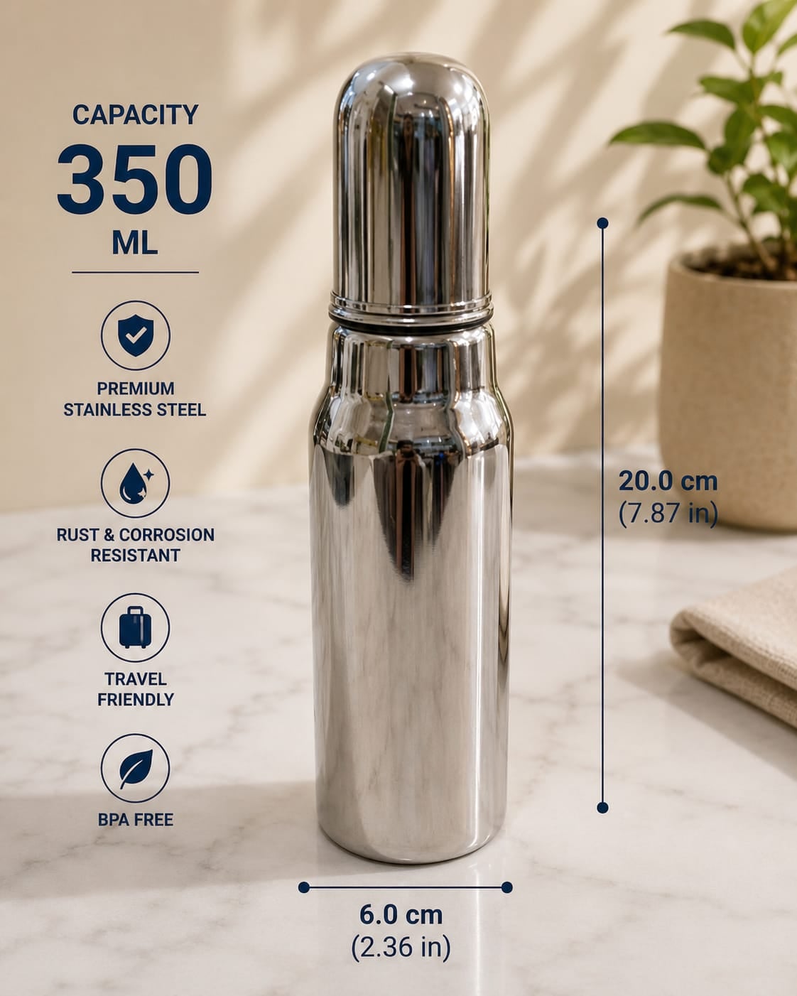 Stainless Steel Feeding Bottle - 350ml